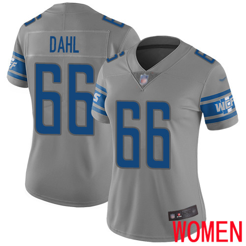 Detroit Lions Limited Gray Women Joe Dahl Jersey NFL Football #66 Inverted Legend